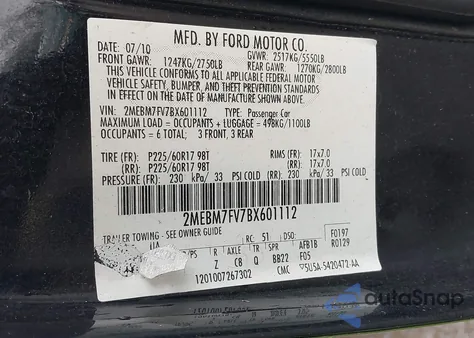 2011 Mercury Grand Marquis Ls (Fleet Only) z USA, uszkodzony, nr VIN 2MEBM7FV7BX601112